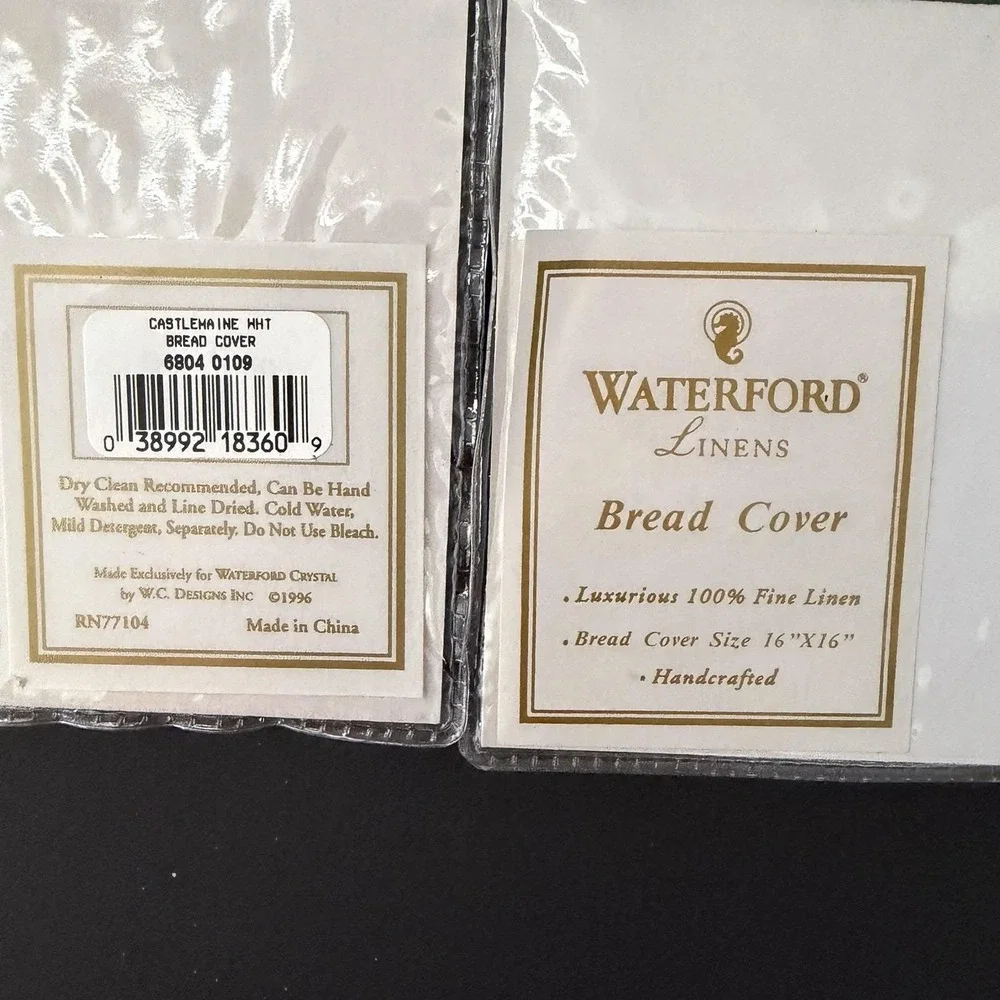 Vintage Waterford Linen Castlemaine White Bread Cover 16x16 Lot of 2 NEW